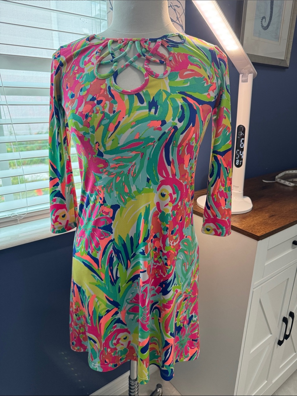 Lily Pulitzer - Vibrant Pink Multi-Color Floral Keyhole Dress